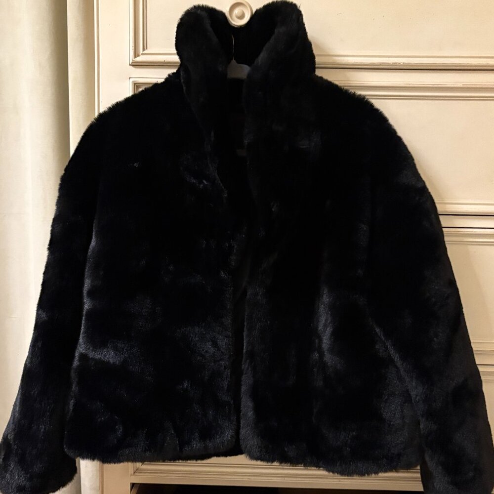 Love Token Faux Fur Black Coat Jacket Bolero- Large - Style: Tammy -Wore once